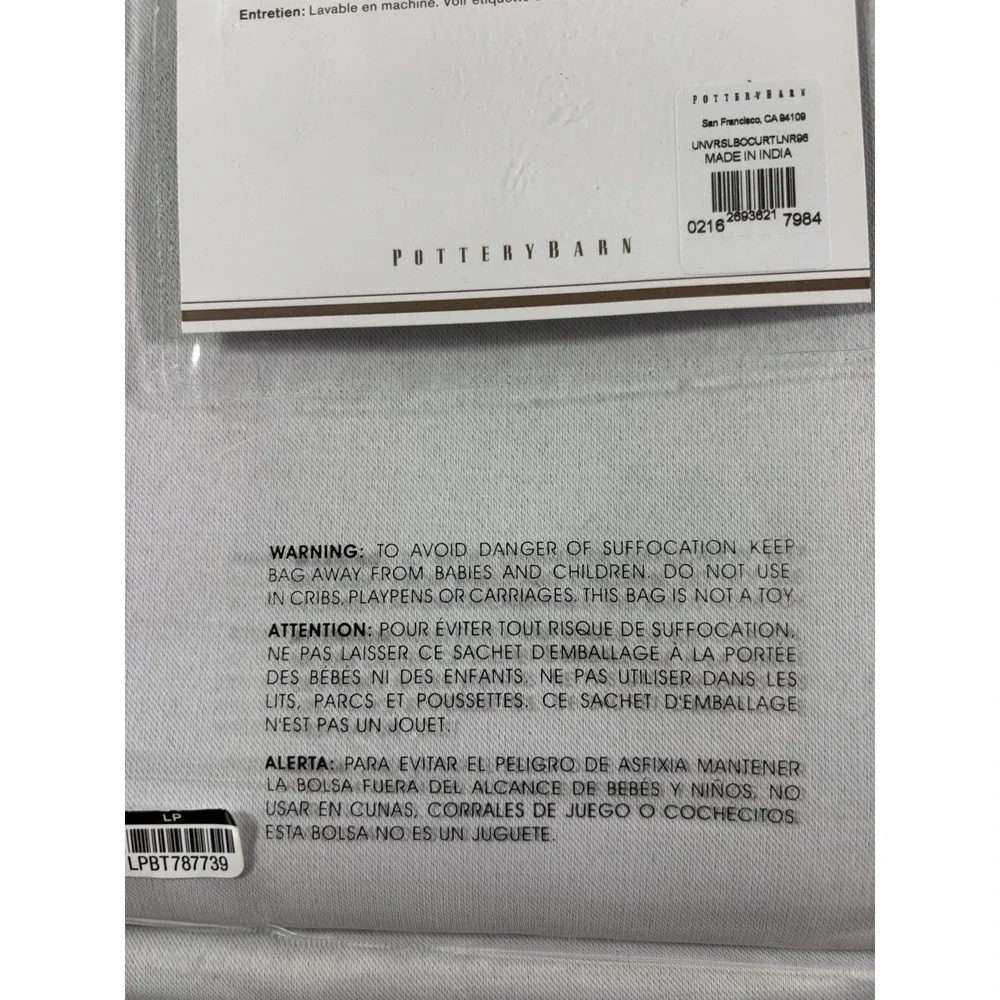 Pottery Barn‎ Universal Blackout Curtain Liner 50x 92